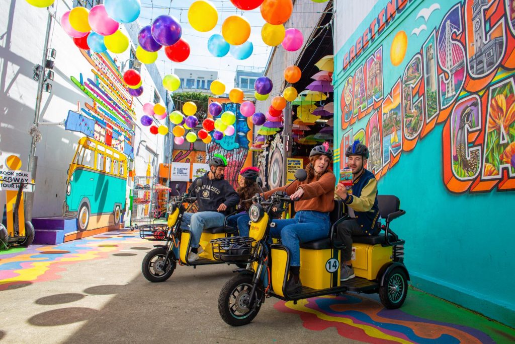 Elerctric Scooter Rentals with fully guided GPS GoRide tour to the Golden Gate Bridge - departs from Umbrella Alley 