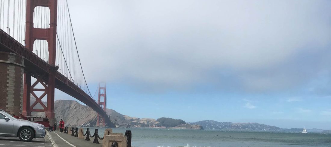 Karl the Fog creeps through the Golden Gate