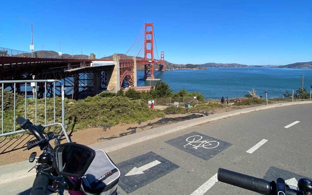 view of Golden Gate bridge from Bike path 